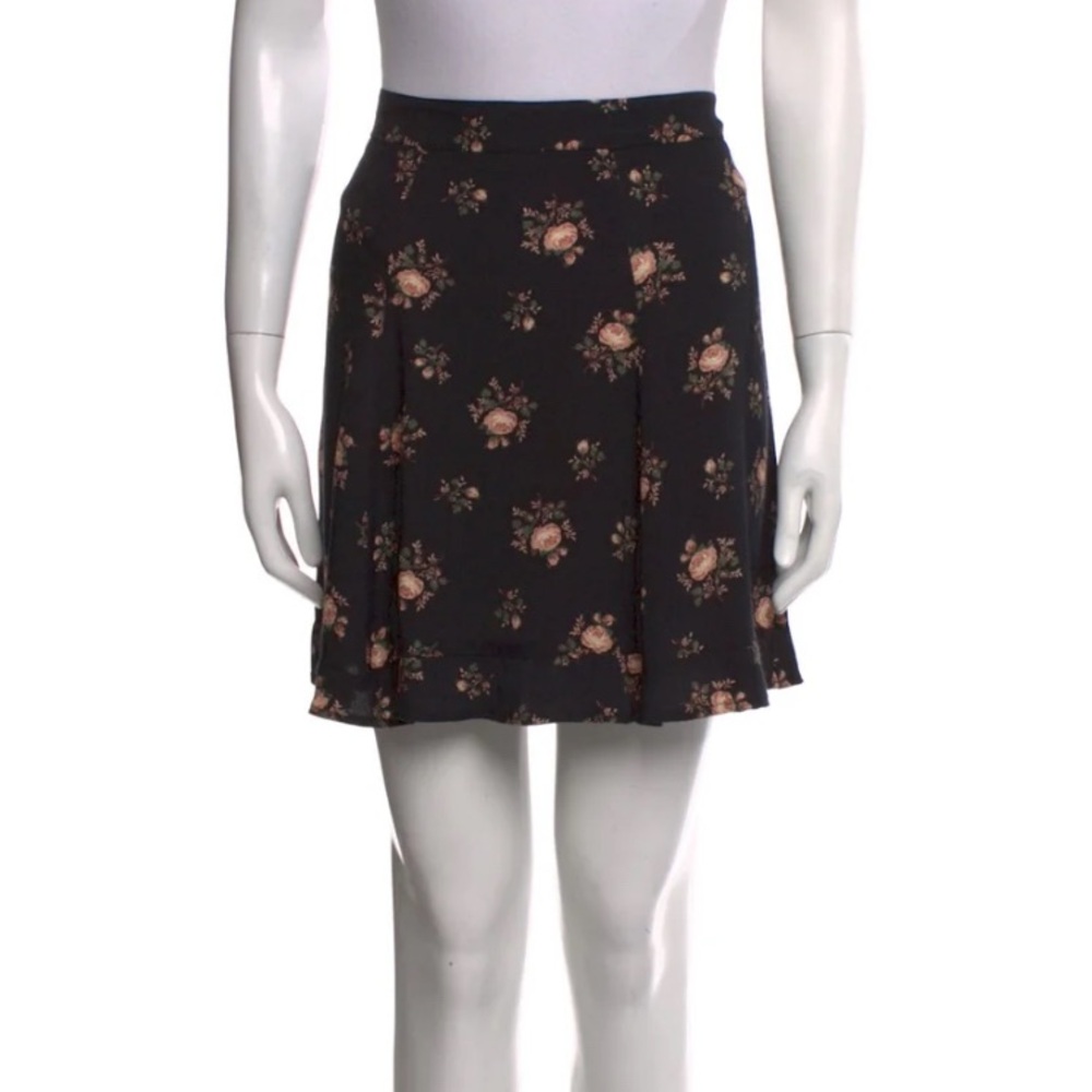 Reformation Floral Print Black Y2K Boho Mini Skirt Size 2